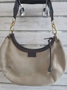 Gucci Beige and Dark Brown Crescent Shoulder Bag